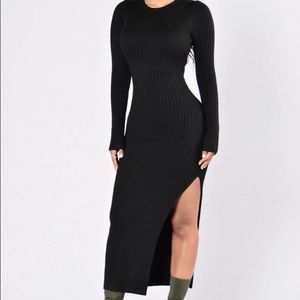 Fashion Nova Ribbed Side Slit Dress
